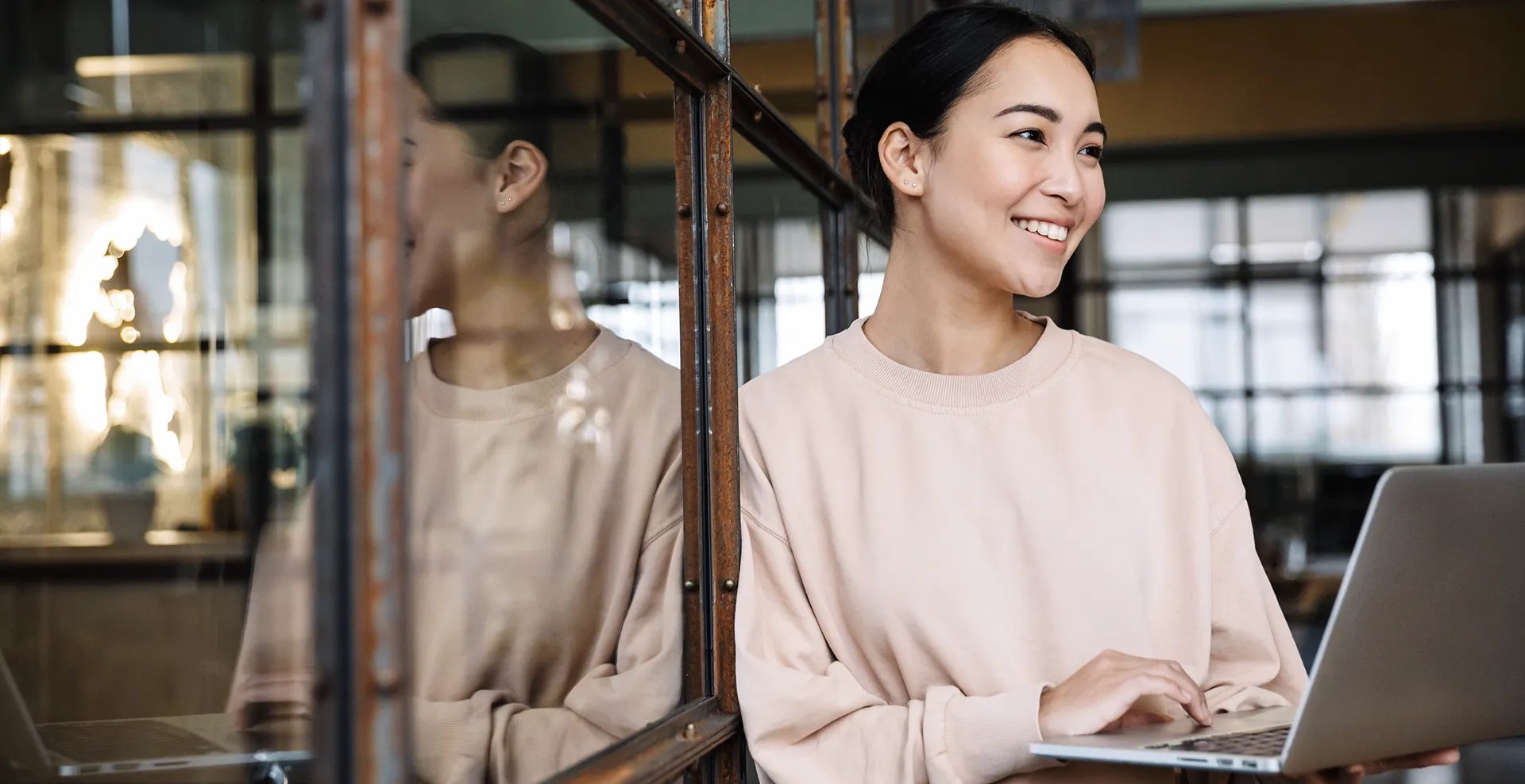 Woman working at laptop