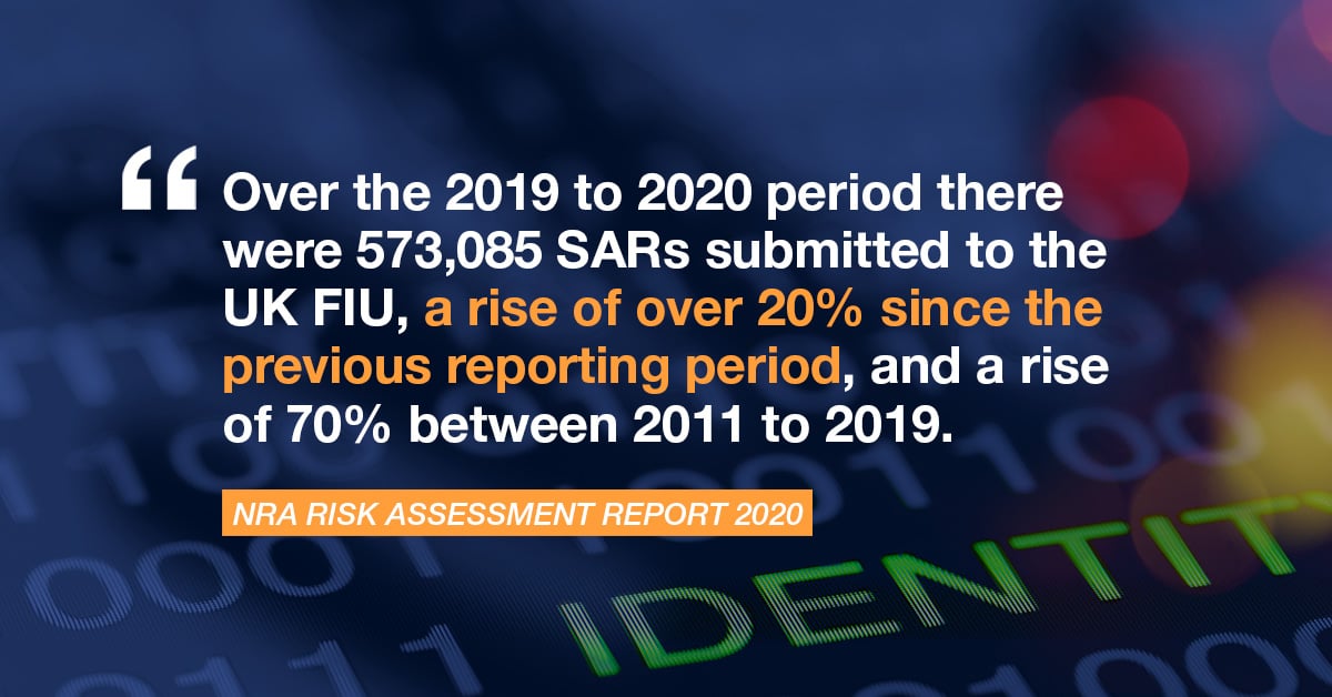 JTE NRA Risk Assessment Report 573085 SARs submitted to the UK FIU